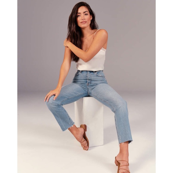 abercrombie curve love ultra high rise ankle straight jeans